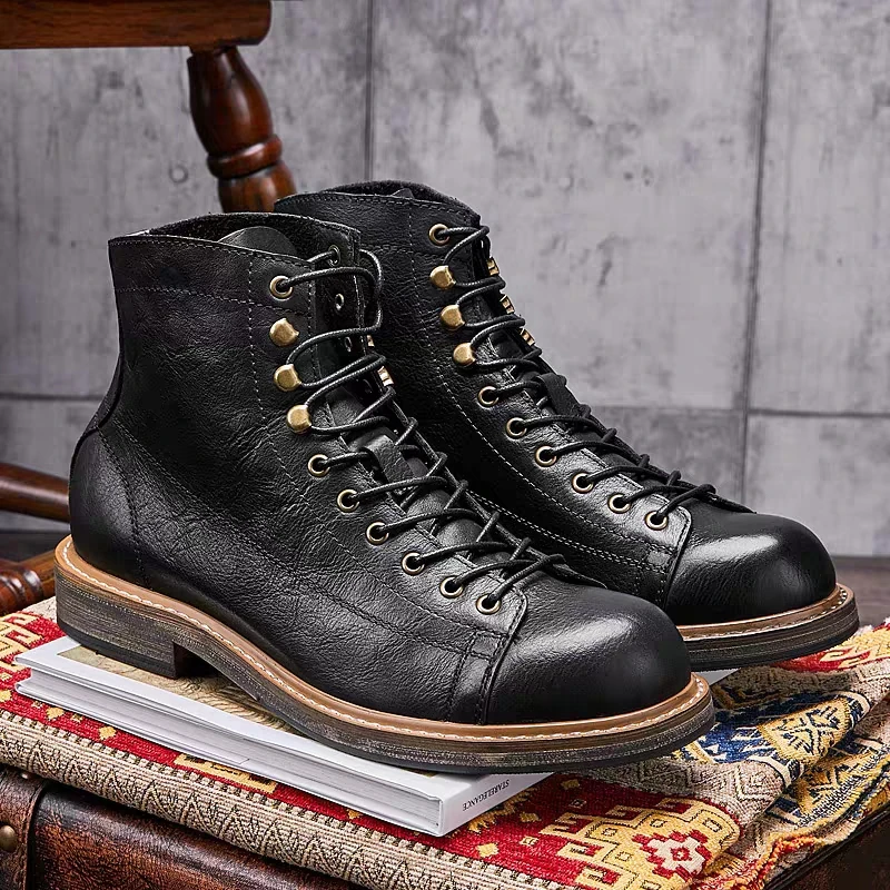 Leather Work Dress - Handmade British Big Size Men Boots