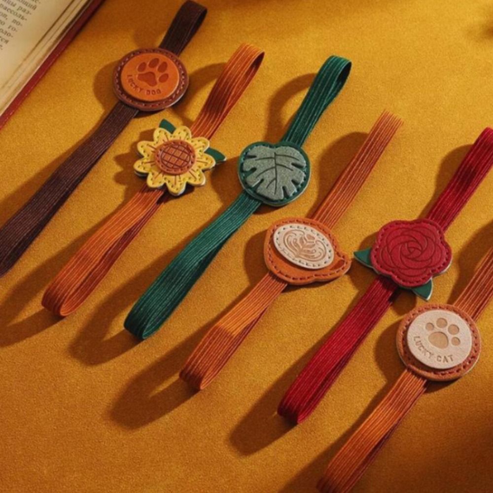 Leather Work Notebook - Vintage Elastic Bands Leather Bookmark Anti-lost
