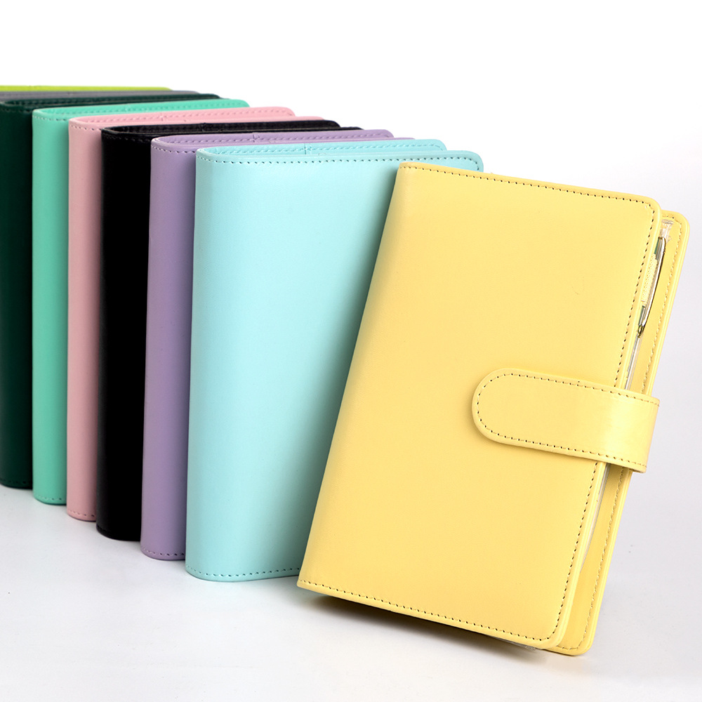 Leather Work Notebook - A6 Macaron PU Leather Binder Notebook