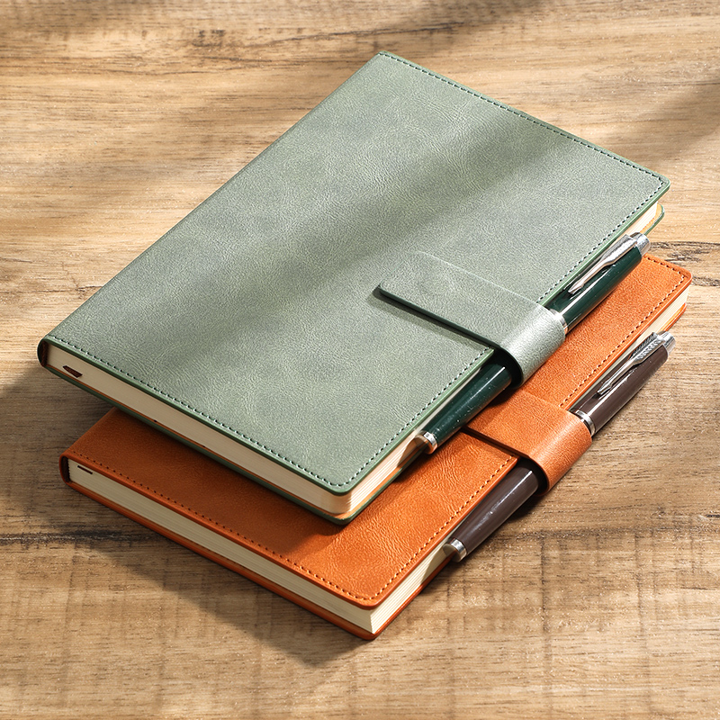 Leather Work Notebook - A5 Business Notebook Color-Changing PU Leather