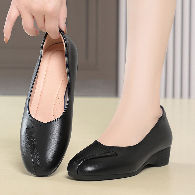 Leather Work Flats Women - 3cm Breathable Comfortable Shallow Soft Leather