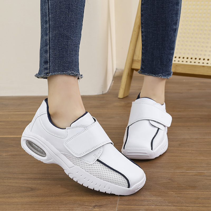 Leather Work Flats Women - Professional Pure White Nursing Shoes Women