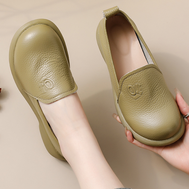 Leather Work Flats Women - 2025 Genuine Leather Loafers Women's Retro