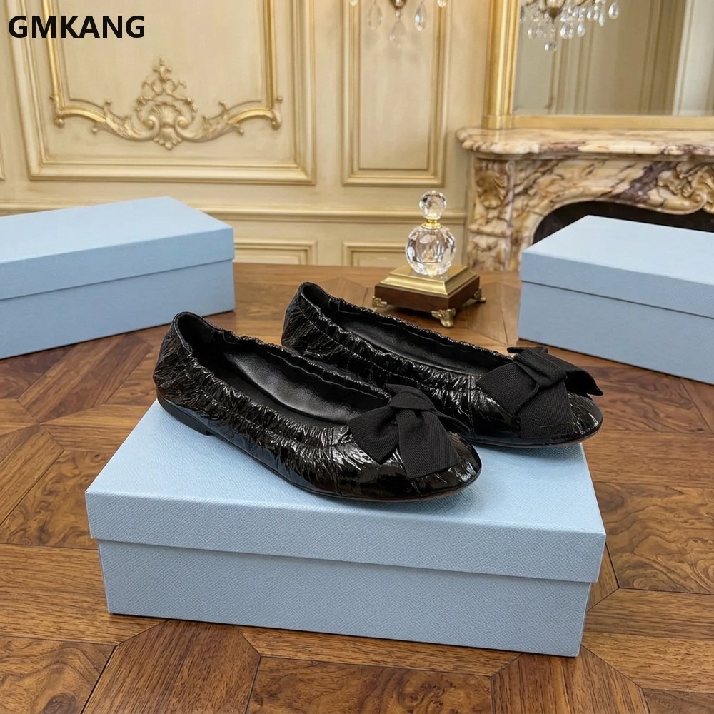 Women's Ballet Flats Bow Pleat - Leather Work Flats Women review and price