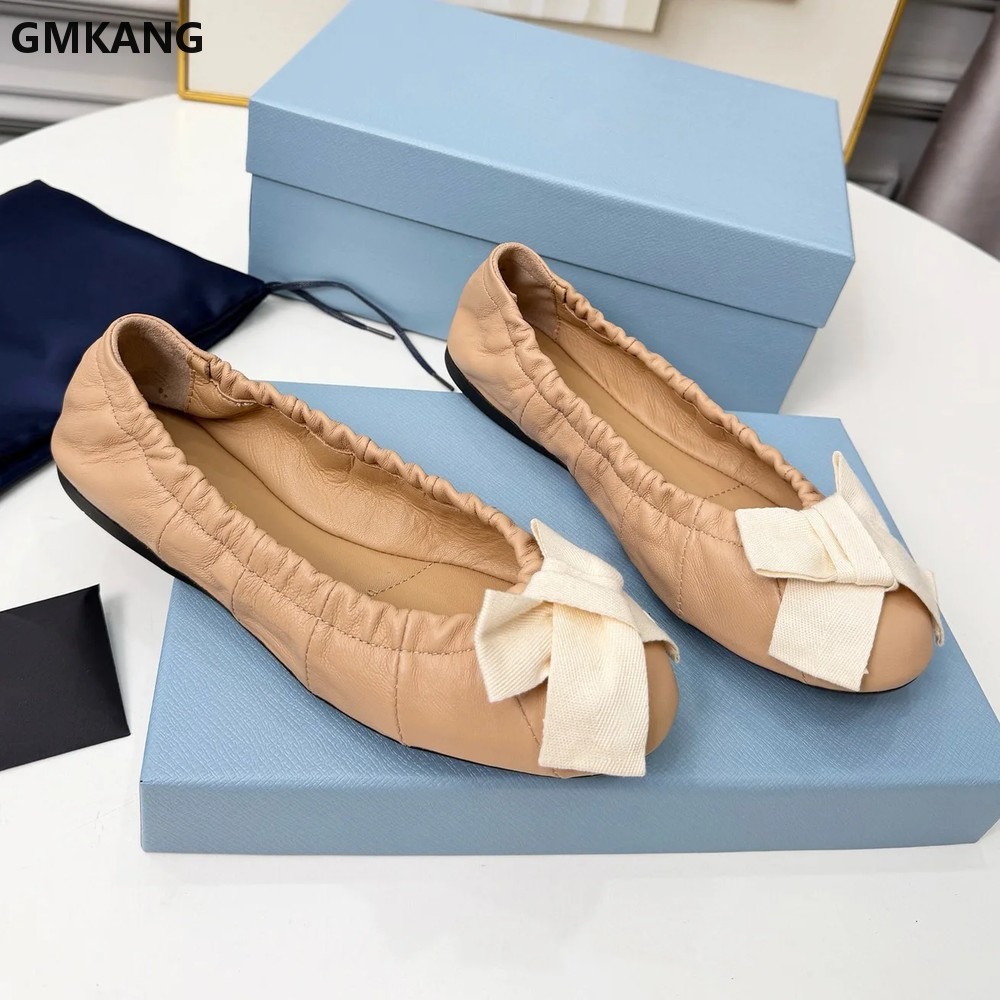 Women's Ballet Flats Bow Pleat - Leather Work Flats Women review and price