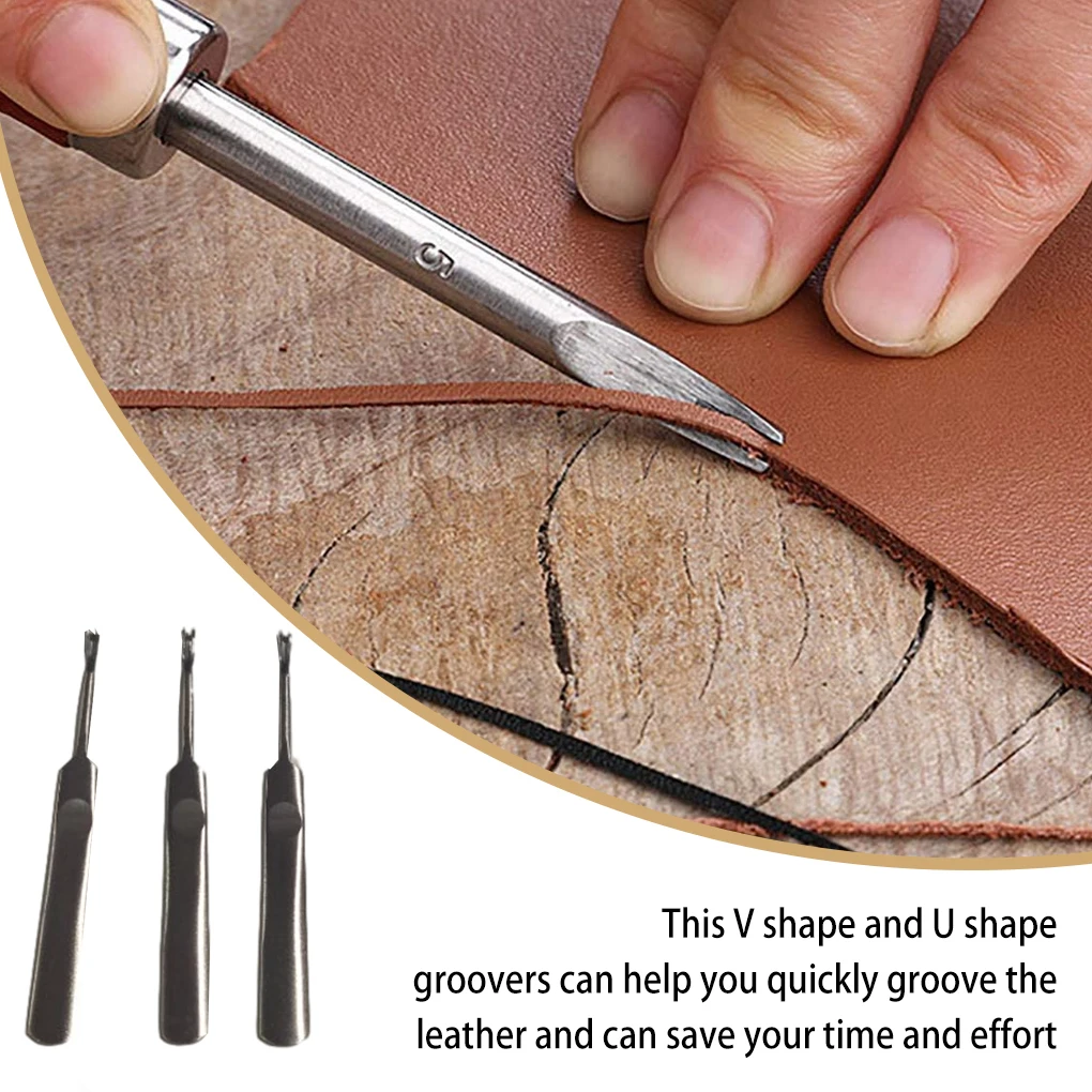 3Pcs Leather Groover Kit U V S - Leatherwork Edge Beveler review and price