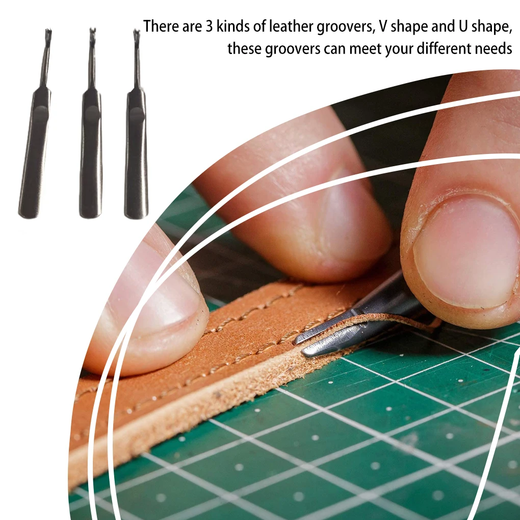 3Pcs Leather Groover Kit U V S - Leatherwork Edge Beveler review and price