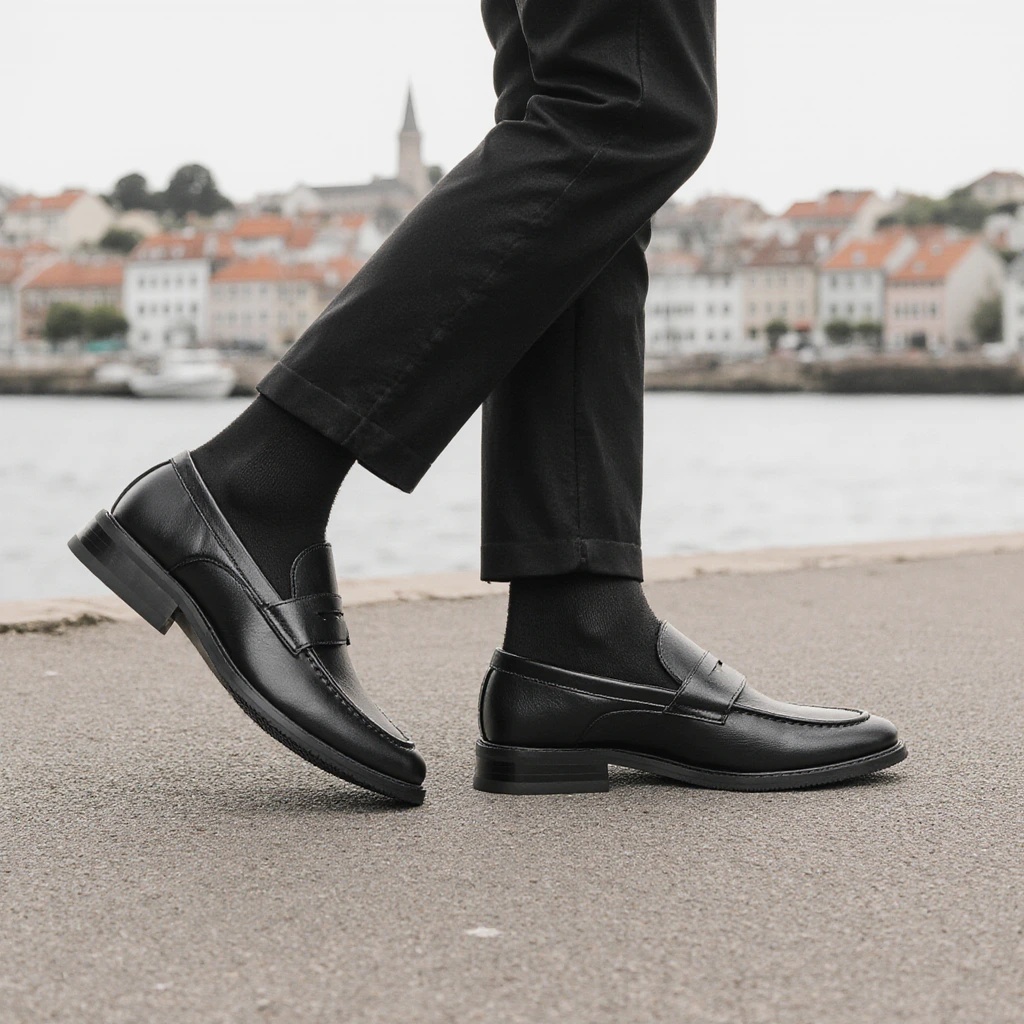 Men's Black Penny Loafers Clas - Leather Work Dress review and price