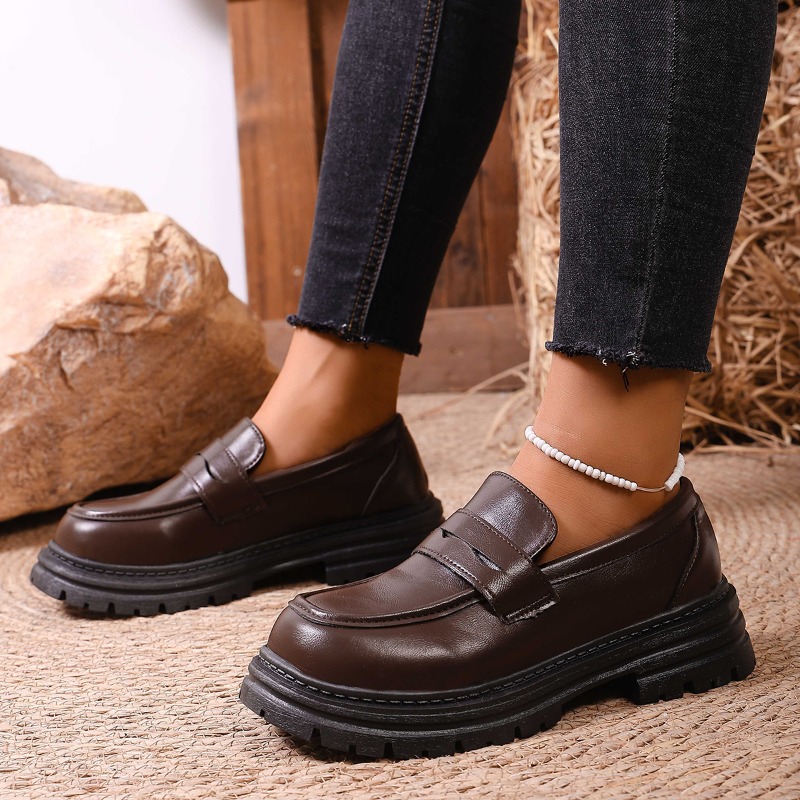 Women's Brown Leather Loafers  - Leather Work Flats Women review and price