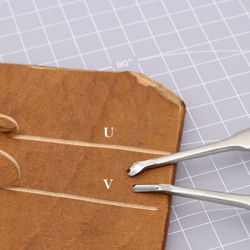 2Pcs Leathercraft Tool Kit U+V - Groover Stitching Tool review and price