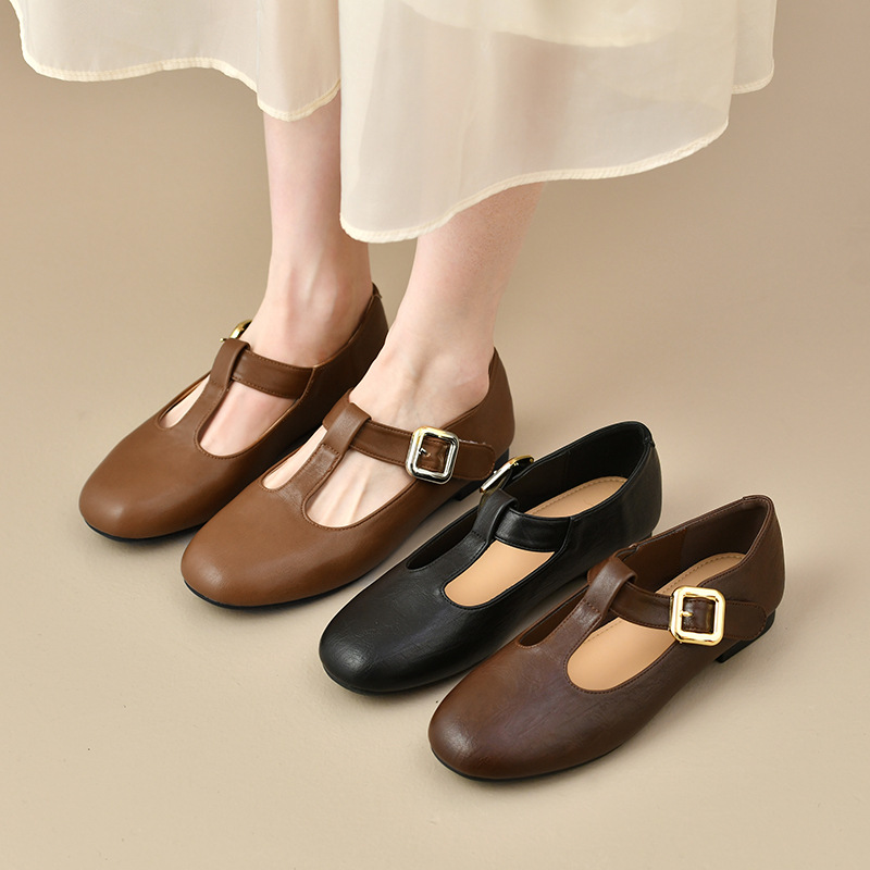 Women's T-Strap Mary Jane Flat - Leather Work Flats Women review and price