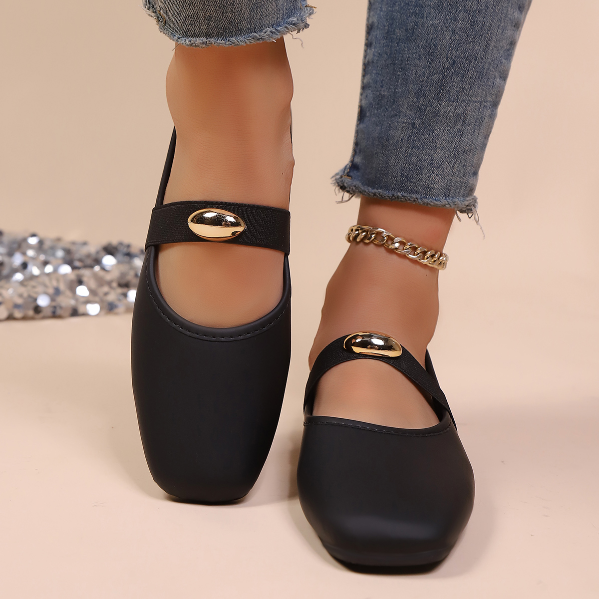 Minimalist Solid Color Mary Ja - Leather Work Flats Women review and price