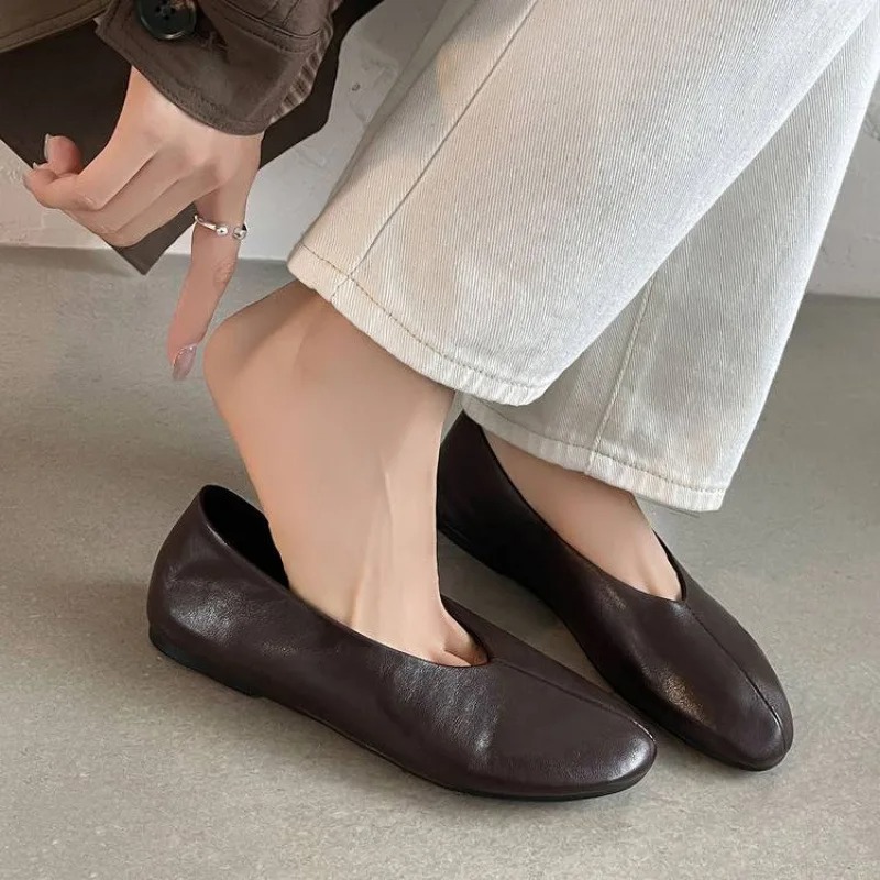 2026 Spring New Women's Burgun - Leather Work Flats Women review and price
