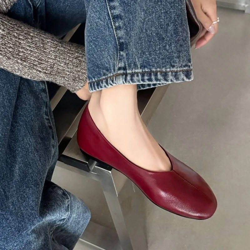 2026 Spring New Women's Burgun - Leather Work Flats Women review and price