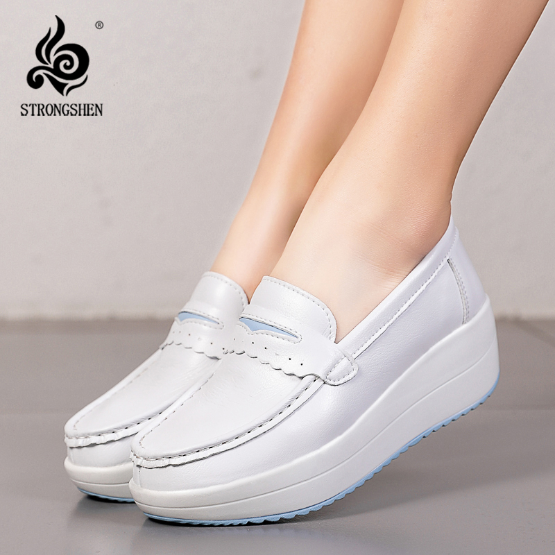 STRONGSHEN Women Platform Wedg - Leather Work Flats Women review and price