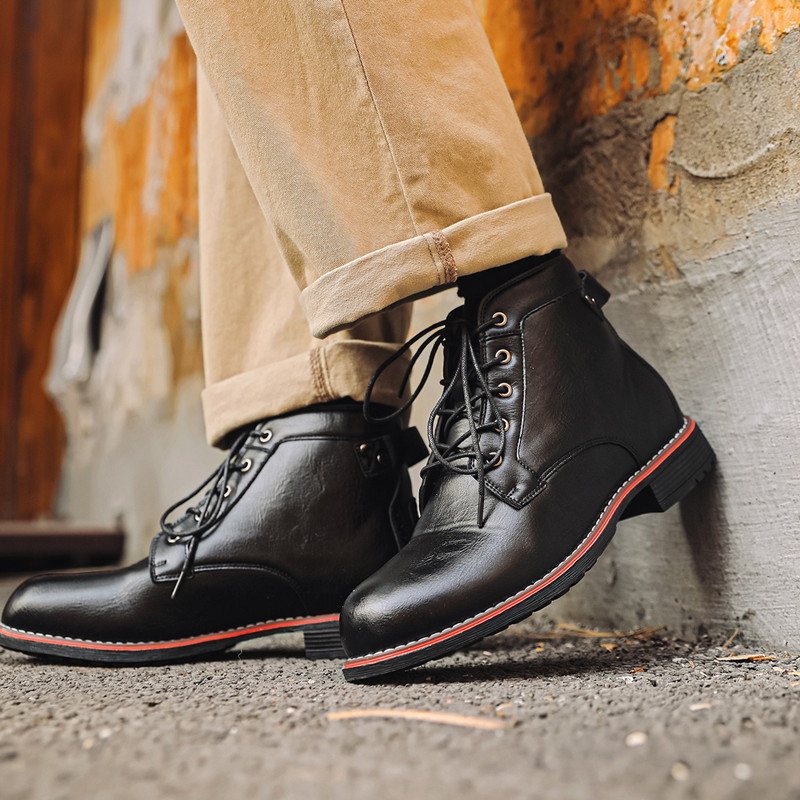 Luxury Retro High Men's Leathe - Leather Work Dress review and price