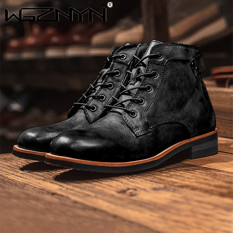 Luxury Retro High Men's Leathe - Leather Work Dress review and price